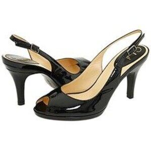 Cole Haan Carma Air Sling Back Patent Leather Pump Heels in Black Patent